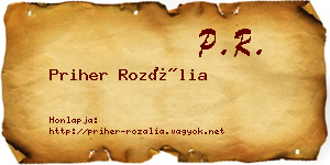 Priher Rozália névjegykártya